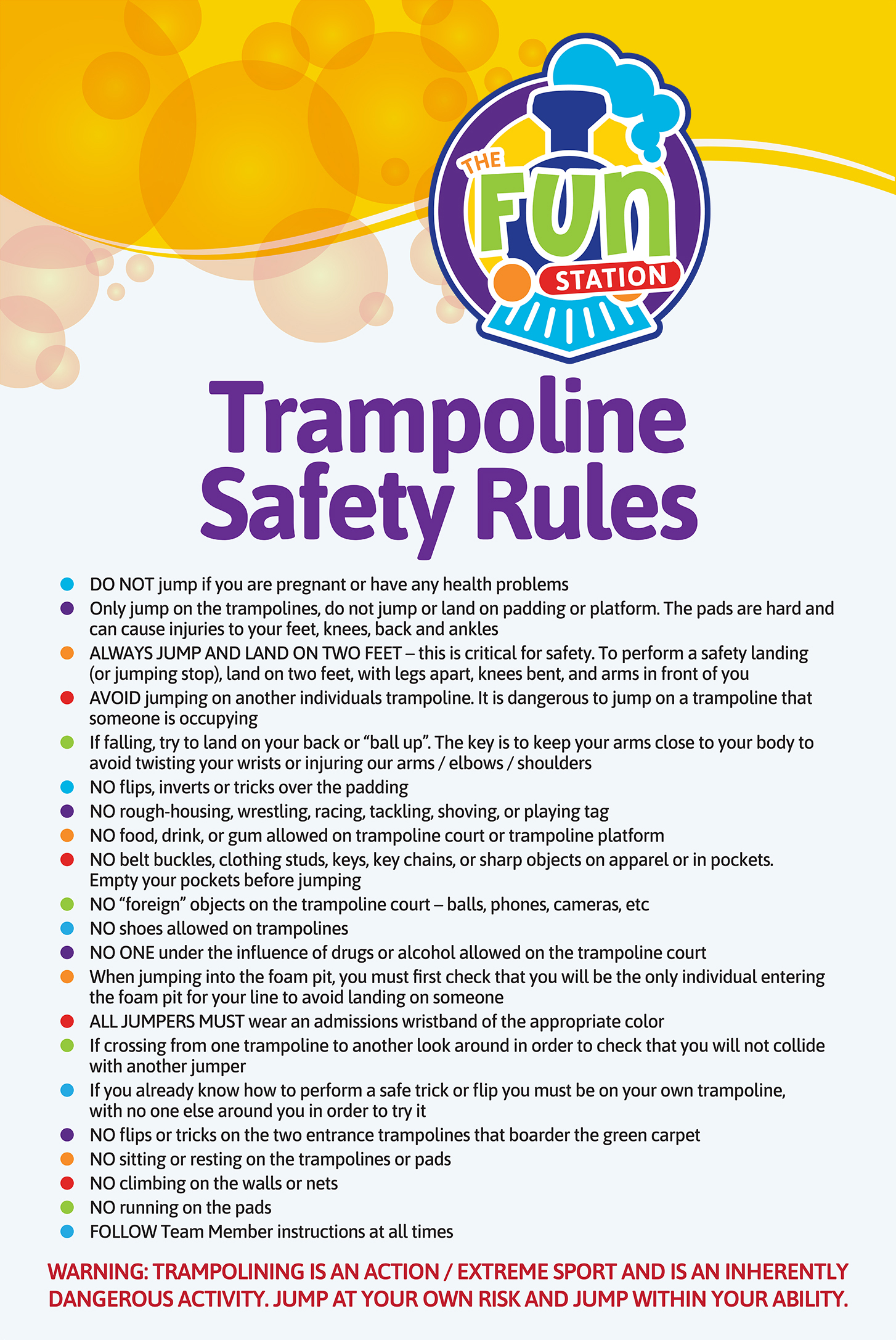 Trampoline Safety Rules Sign