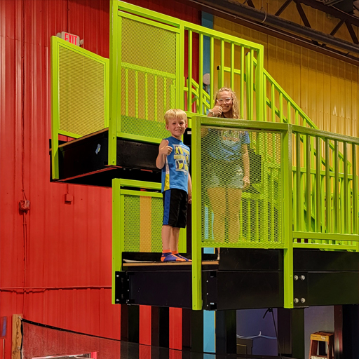 Kids On Trampoline Jump Tower